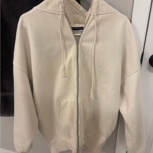 Brandy Melville Off-White Zip-Up Hoodie